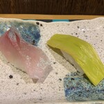 鮮寿 - カンパチと黄韮