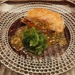 緒方 - 【写真①】間人蟹(雌、ハーフ)、内子、土佐酢ジュレ、青もずく(新潟県産)