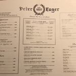 Peter Luger Steak House Tokyo - メニュー表