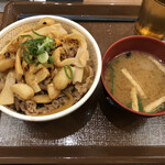 Sukiya - にんにくピリ辛ゴマだれ食べラー・メンマ牛丼