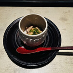 日本料理 「風花」 - 先附　鱈と百合根、雲子とちり酢の餡掛け　炙り雲子、、