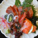 喜Raku - 201305 喜Raku お刺身定食（750円）メイン真上から