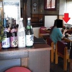 喜Raku - 201305 喜Raku 入店すると・・・こんな感じ（正面）赤矢印のところに座ったよ(^_^)v
