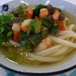 高雄 - エビとオクラの揚げ団子うどん小４５０円