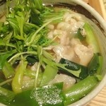 Dennoshi Ori - 黒豚肉と京水菜うどん。