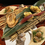 多満喜 - 焼物　紅葉鯛丹波焼き、あしらい