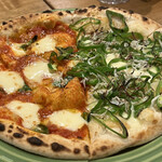 パーラーコマツ - マルゲリータと万願寺唐辛子とシラスのピザ　それぞれハーフサイズ