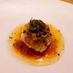 前芝料理店 - ⚫季節のお魚温前菜「白子ムニエル  エシャロット  トマトソース」