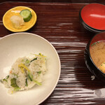 まる富 - 蟹と壬生菜の炊き込み
