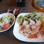 桜食堂 - ステーキランチのサラダとカルパッチョ
