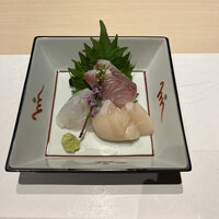 鮨 あうん - 縞鯵、平目、帆立　帆立の甘みと歯応えが抜群でした。