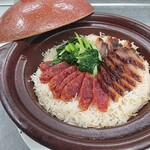 干し豚と腸詰めの土鍋ご飯