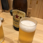 二代目 天ぷらすずき - まずは、赤星で乾杯！