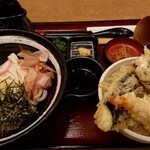 杵屋 - 季節天丼定食(ぶっかけうどん)