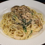 パスタの店 山猫軒 - ホタテとホウレン草のたらこカルボナーラです☆　2022-1120訪問