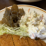 みのり食堂 - ポテサラ、蒟蒻と牛蒡の煮物