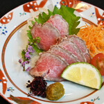 Japanese beef lean sashimi ginger soy sauce