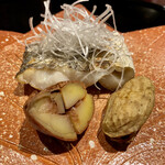 奈良 而今 - 焼物 江戸前太刀魚 栗渋川煮 奈良県産落花生