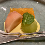 奈良 而今 - デザート シャインマスカット 柿ゼリー寄せ