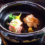 京都 吉兆 嵐山本店 - 造里　黒楽　伊勢海老、とろタタキ 