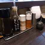 成蔵 - 調味料が何があるのかを見ながら過ごすこと20分ほどでとんかつ定食が運ばれてきました。