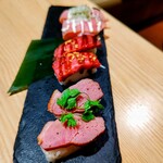 nikubarukoshitsuchacha - 合鴨寿司、ローストビーフ寿司、生ハム寿司