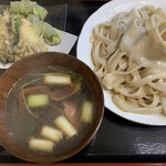 Teuchi Udon Hirata - 炙り鴨汁うどん1,000、舞たけ青ねぎ天250