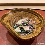 御料理 寺沢 - 松茸､黒皮､菱蟹､菊菜､菠薐草に針茗荷の御浸し