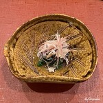 御料理 寺沢 - 松茸､黒皮､菱蟹､菊菜､菠薐草に針茗荷の御浸し