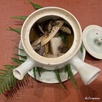御料理 寺沢 - 松茸と二子里芋と熊肉の土瓶蒸し