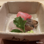御料理 寺沢 - 塩竈ひがしもの目鉢鮪 トロと中トロ､鮃 昆布〆､鰤 焼霜