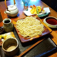 九つ井 本店 - 『天ざる蕎麦 大盛 車海老、3,200円』
