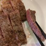 ステーキ・海鮮　リヤン・ド・ファミーユ - 柔らかな肉質と思ったより、ずっと食べ応えもある味