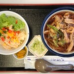 東家 - 月替わりおすすめセット☆エビマヨ丼&かしわ(850円)2022/11