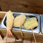 串揚げ 流 - えび、豚バラ、アスパラ