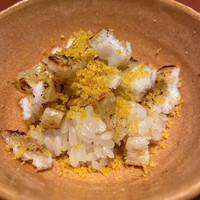 御料理 寺沢 - 焼穴子の飯蒸し　自家製唐墨と