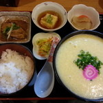 Kayo san - 玉子とろみ（５００円）＆鯖の味噌煮（１５０円）です。２０１３年５月。