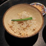 薪鳥新神戸 - そぼろご飯 + 韮