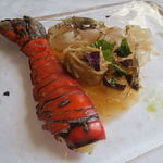 ウシマル - 海老味噌の冷製カッペリーニ、伊勢海老のローストと磯筋蝦の踊り食いと共に1