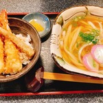 はまもと - 海老天丼とうどんのセット♪