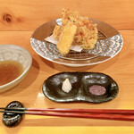 手酌割烹 てら田 - 桜海老と帆立のかき揚げ