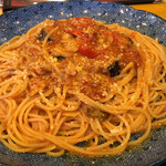 Youmenya Goemon - トマトとにんにくのスパゲティ大盛り　1300円
