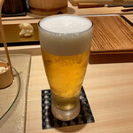 横浜 鮨 ふくじゅ - 生ビールで乾杯！