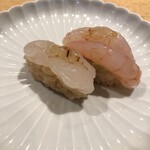 鮨し人 - 白海老の昆布締めと甘海老