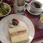 タジマコーヒー - サンドイッチセット ドリンク価格+300円