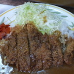 キッチン南海 - カツカレー、皿が丸の絵皿に変更。何故か光量が少ないのか、シャッタースピードが1/4秒。微かにブレててすいません。