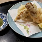 末広寿司 - ◆白子と松茸の天ぷら  ☆白子は飲み物でした❗口の中で蕩けました。