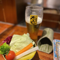 串揚げキッチン だん 梅田店 - 少し走ったので喉が乾いて写真撮る前に飲んでしまった