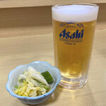 Murakami Shokudou - 生ビール＆お通し(浅漬け)