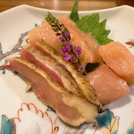 じどりや 穏座 - 淡海地鶏の刺身盛合わせ